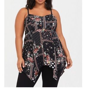 Torrid Black Floral Patchwork Georgette